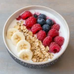 High-Protein Raspberry Yogurt Cereal Bowl
